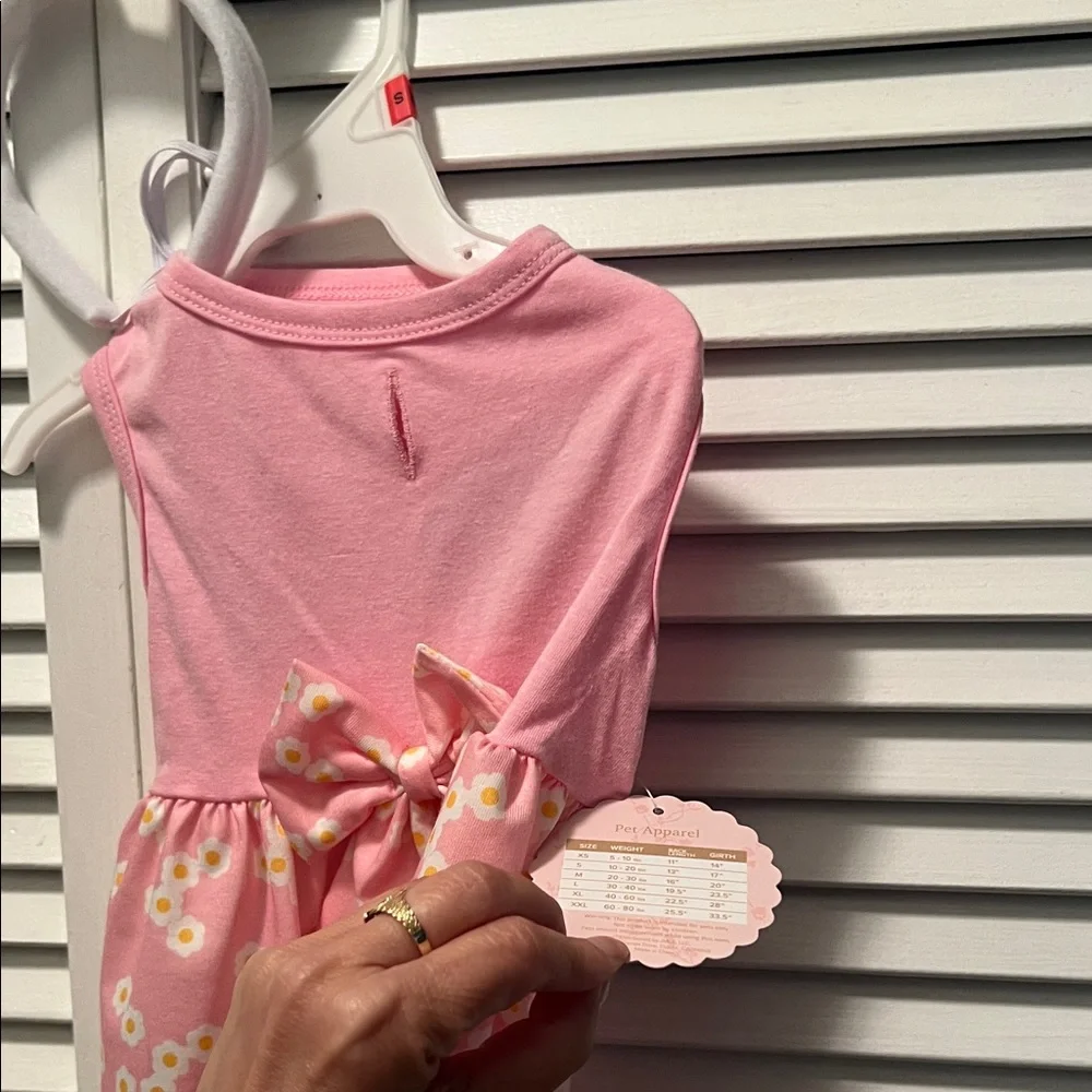 #1507+ Pet Pink Dress with Bunny Ears Headband
